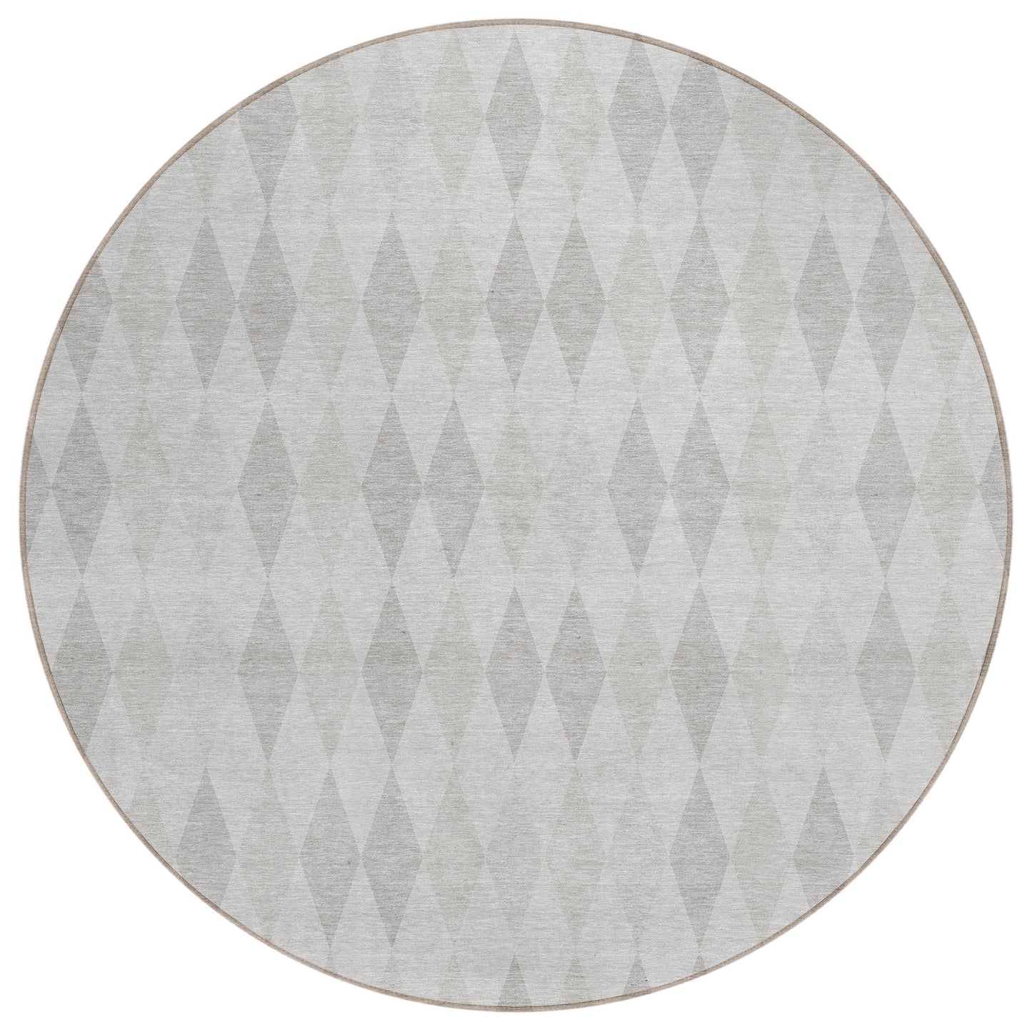 8' Round Gray Round Geometric Washable Non Skid Indoor Outdoor Area Rug