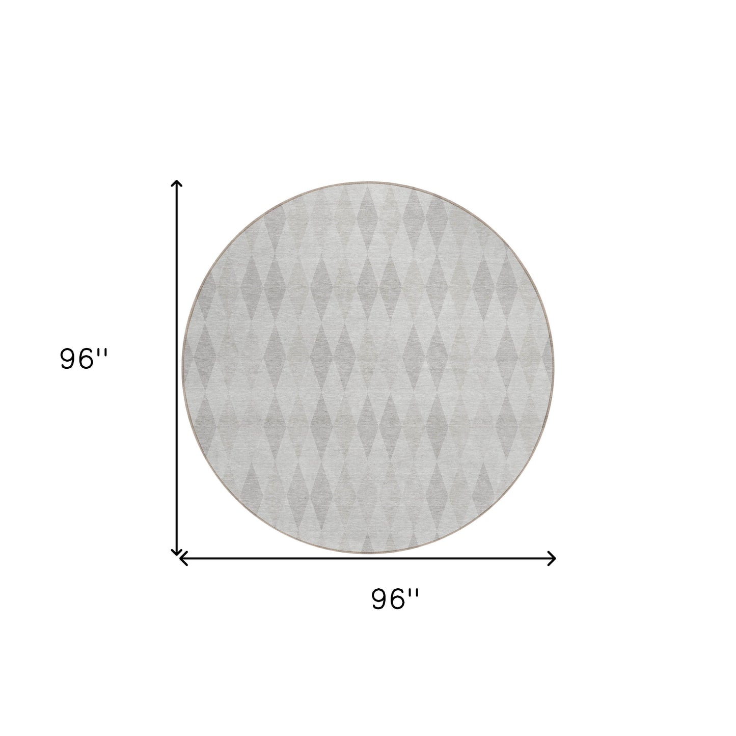 8' Round Gray Round Geometric Washable Non Skid Indoor Outdoor Area Rug