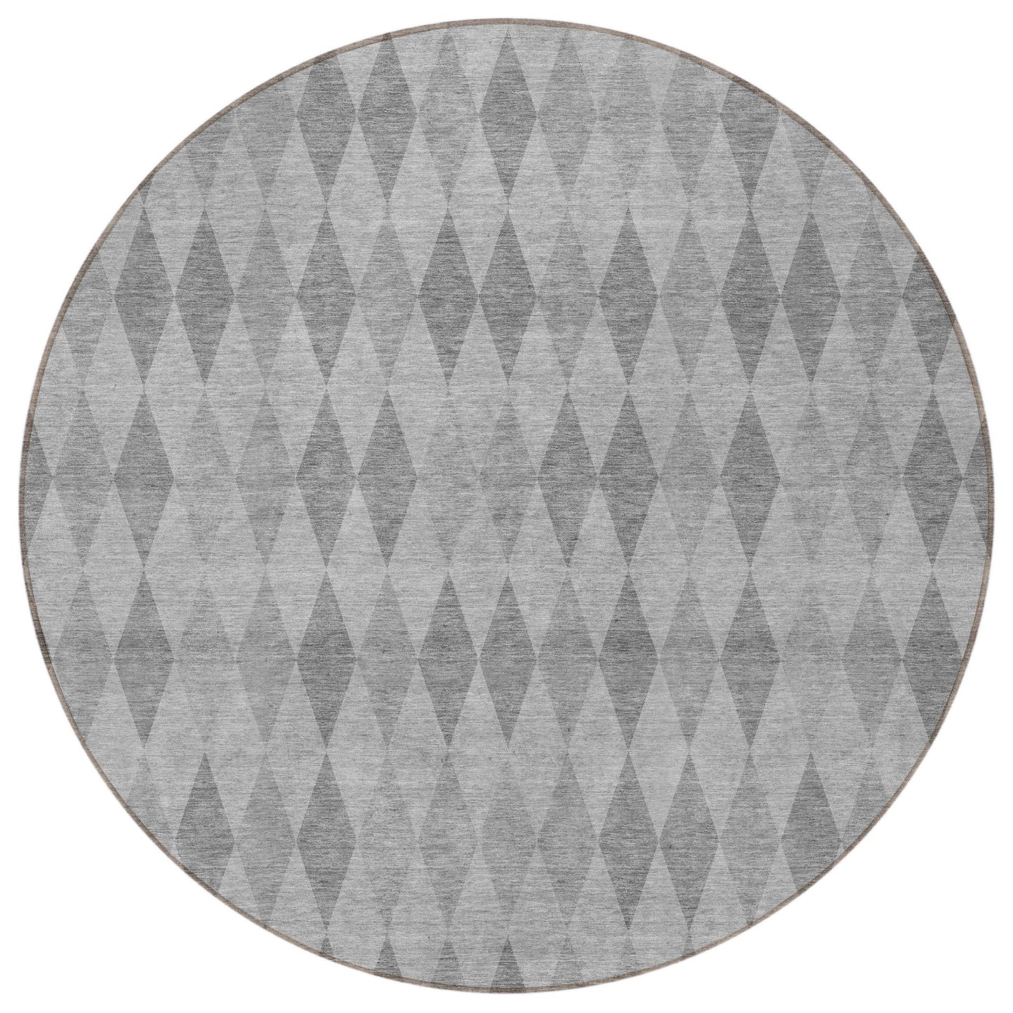 8' Round Gray Round Geometric Washable Non Skid Indoor Outdoor Area Rug