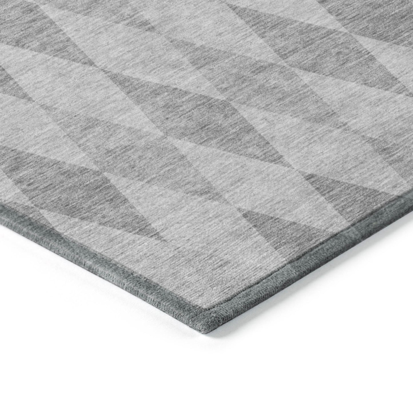 8' Round Gray Round Geometric Washable Non Skid Indoor Outdoor Area Rug