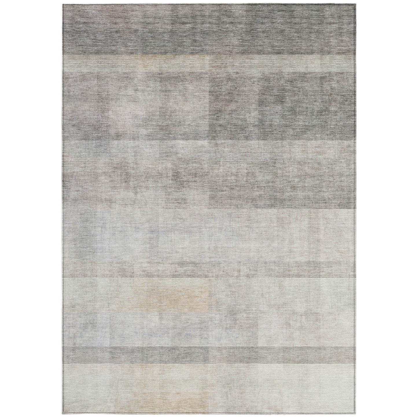 5' X 8' Taupe Ombre Washable Non Skid Indoor Outdoor Area Rug