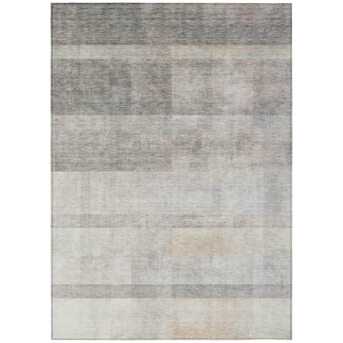 5' X 8' Taupe Ombre Washable Non Skid Indoor Outdoor Area Rug