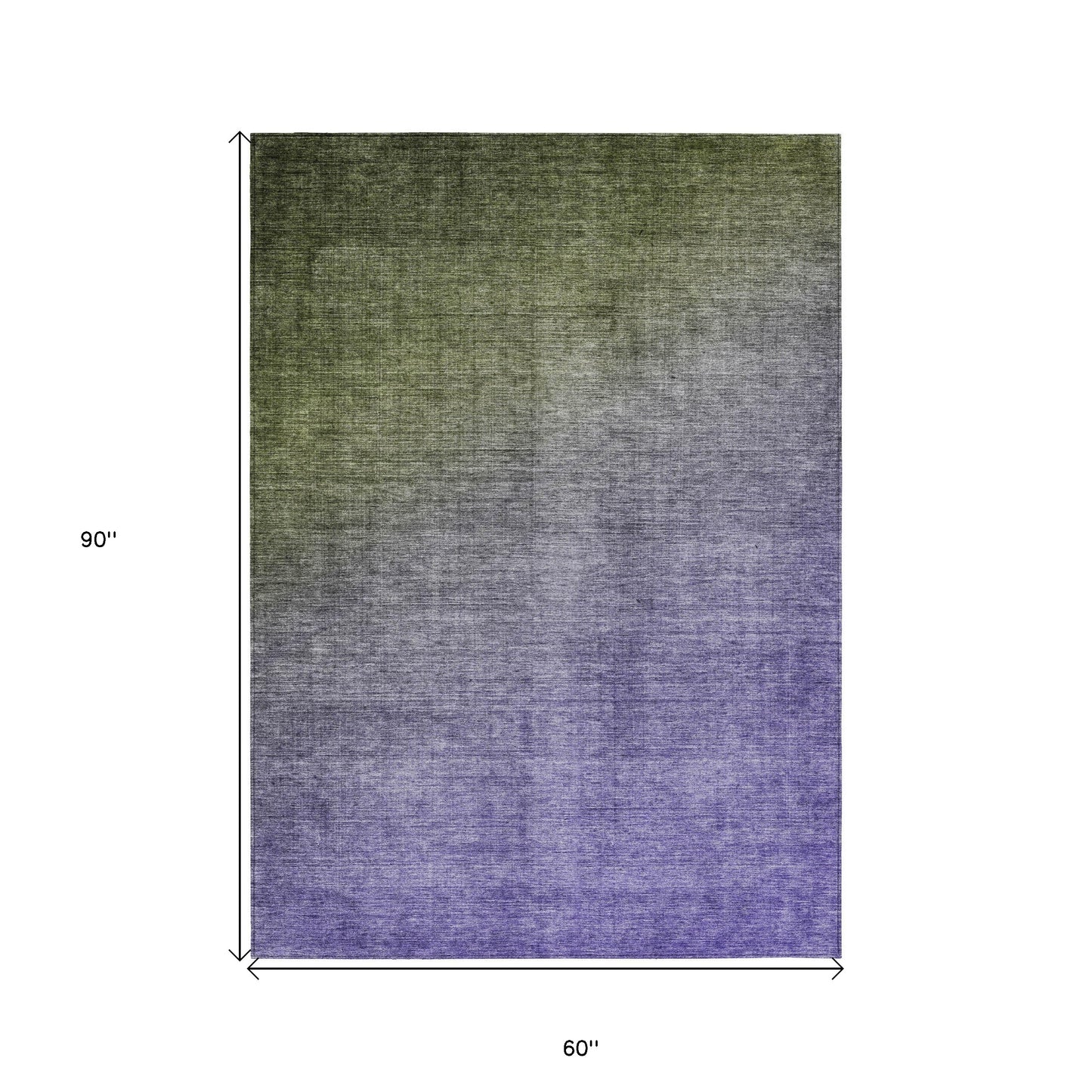 5' X 8' Olive Green and Purple Ombre Washable Non Skid Indoor Outdoor Area Rug