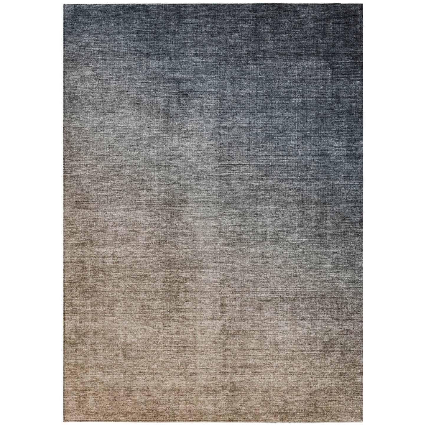 5' X 8' Taupe and Gray Ombre Washable Non Skid Indoor Outdoor Area Rug