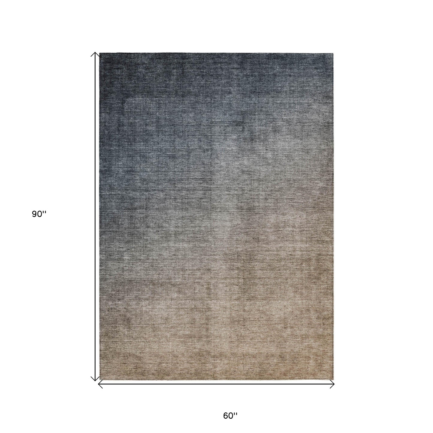 5' X 8' Taupe and Gray Ombre Washable Non Skid Indoor Outdoor Area Rug