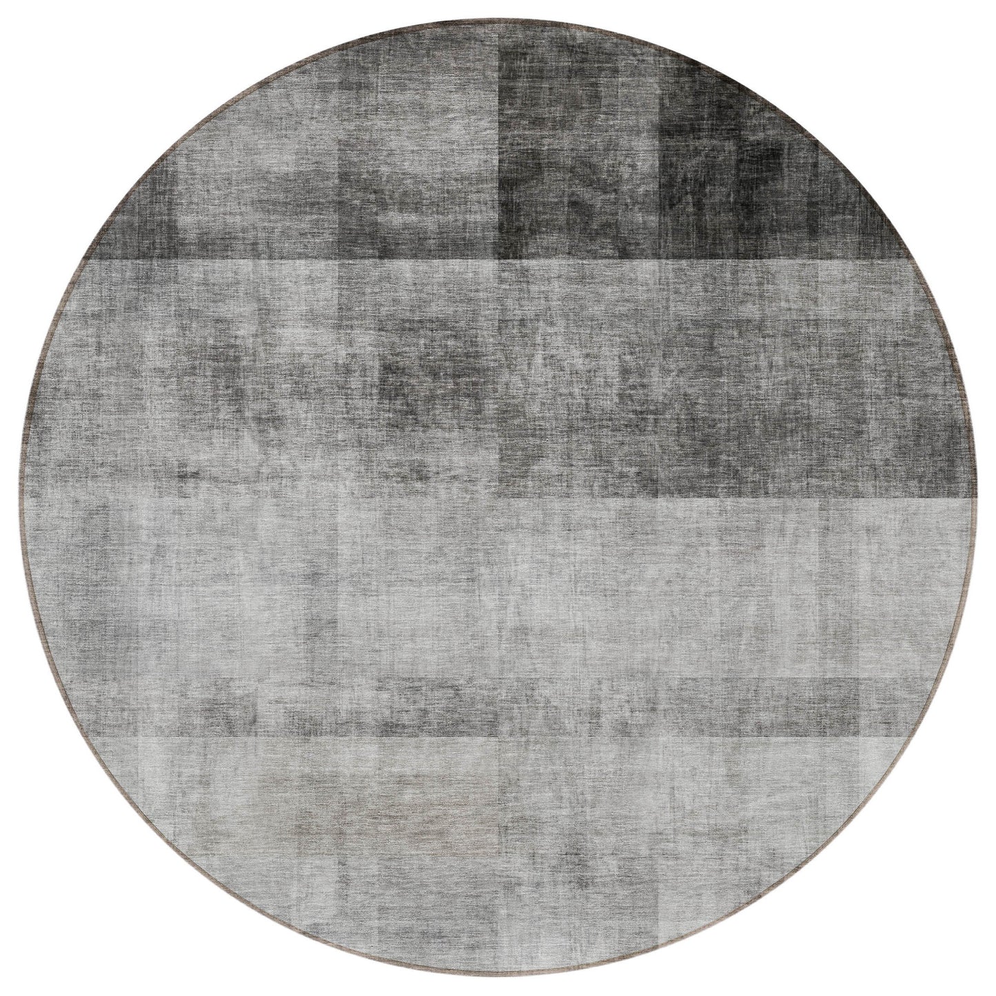 8' Round Gray Round Ombre Washable Non Skid Indoor Outdoor Area Rug