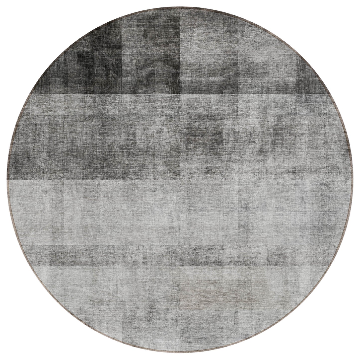 8' Round Gray Round Ombre Washable Non Skid Indoor Outdoor Area Rug