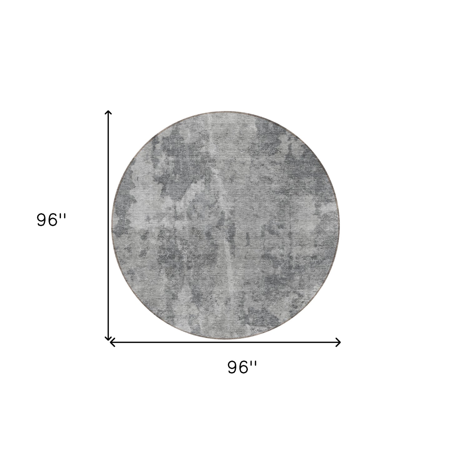 8' Round Gray Round Abstract Washable Non Skid Indoor Outdoor Area Rug