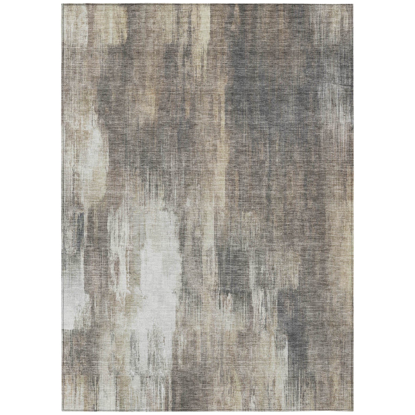 5' X 8' Taupe and Gray Abstract Washable Non Skid Indoor Outdoor Area Rug