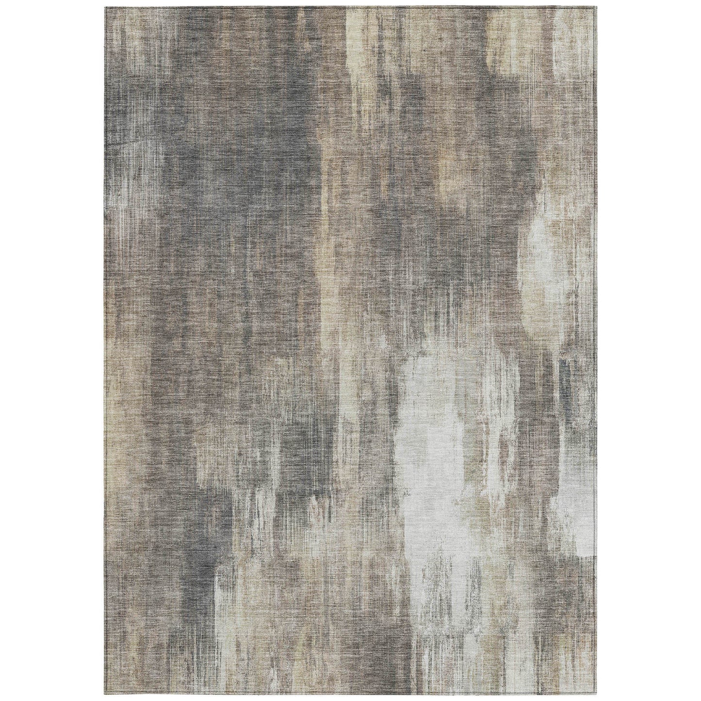 5' X 8' Taupe and Gray Abstract Washable Non Skid Indoor Outdoor Area Rug