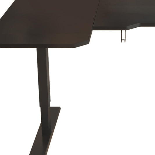 59" Adjustable Black L Shape Computer Desk