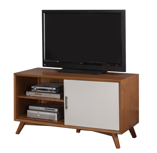 50" Brown and White Solid Wood Open Shelving TV Stand