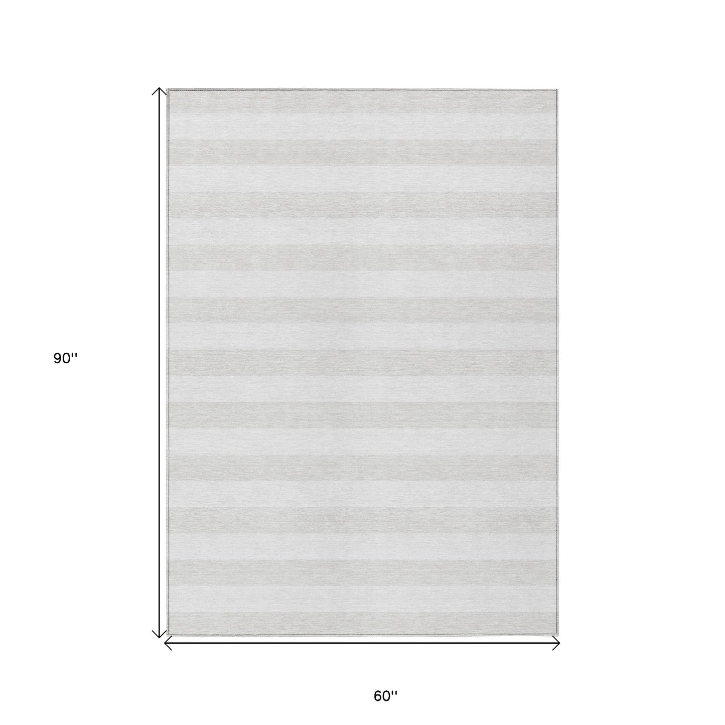 5' X 8' Ivory Striped Washable Indoor Outdoor Area Rug