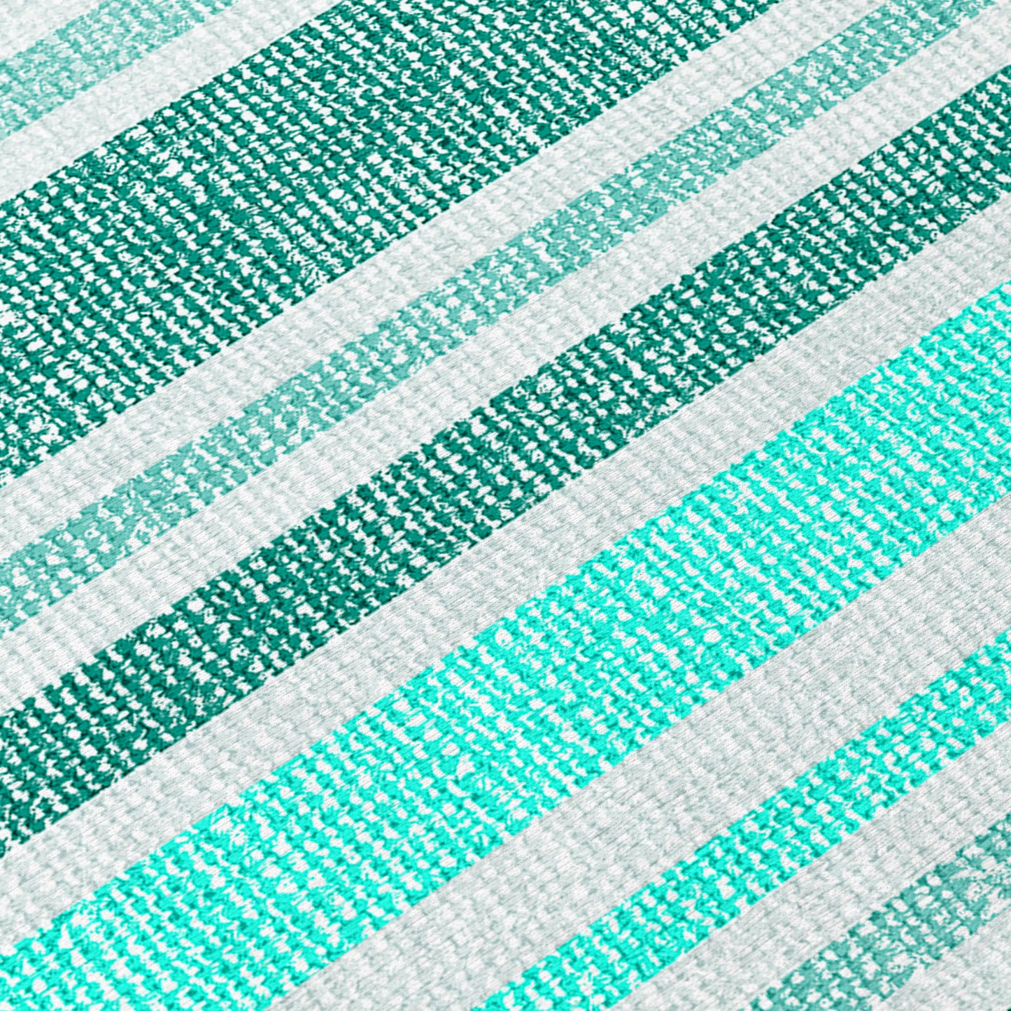 5' X 8' Turquoise Striped Washable Indoor Outdoor Area Rug