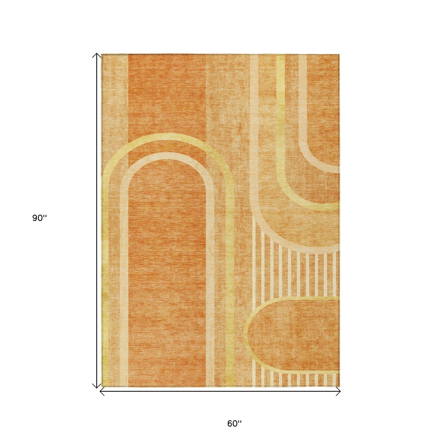 5' X 8' Terra Cotta Abstract Washable Indoor Outdoor Area Rug