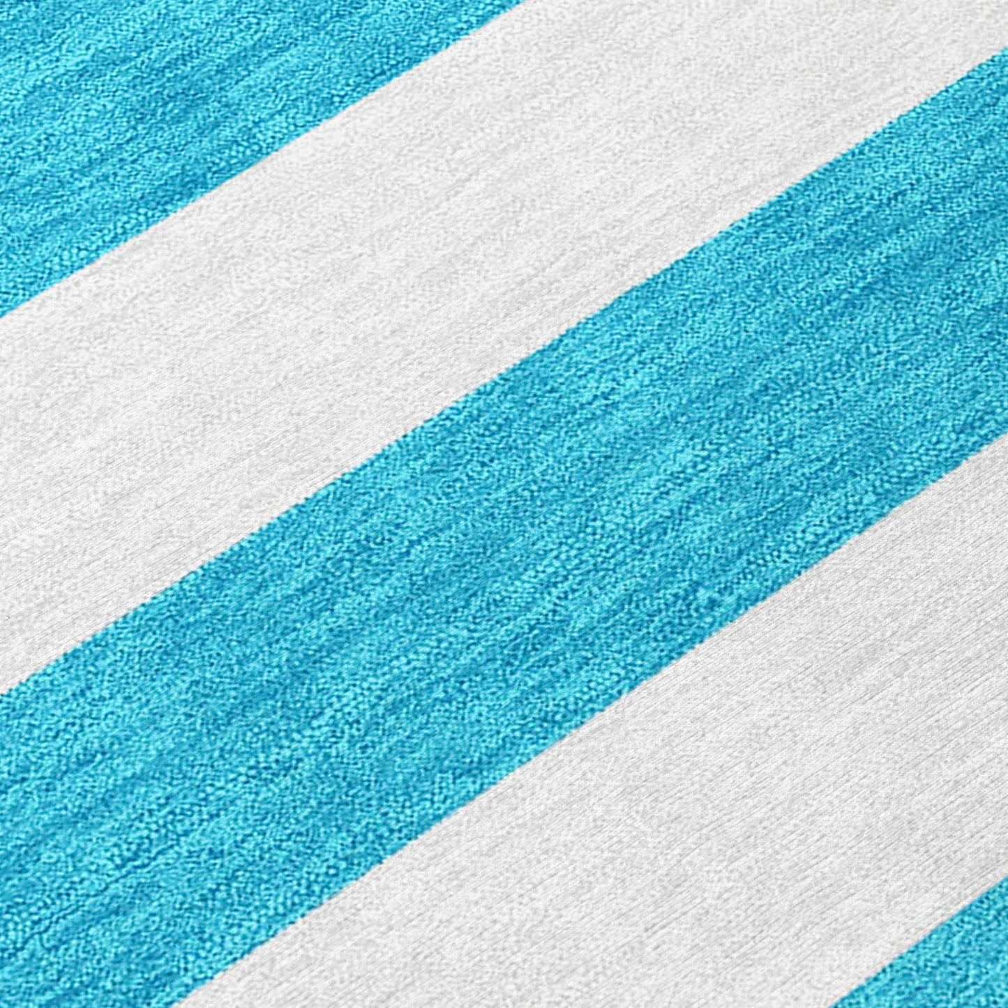 5' X 8' Teal and White Striped Washable Indoor Outdoor Area Rug