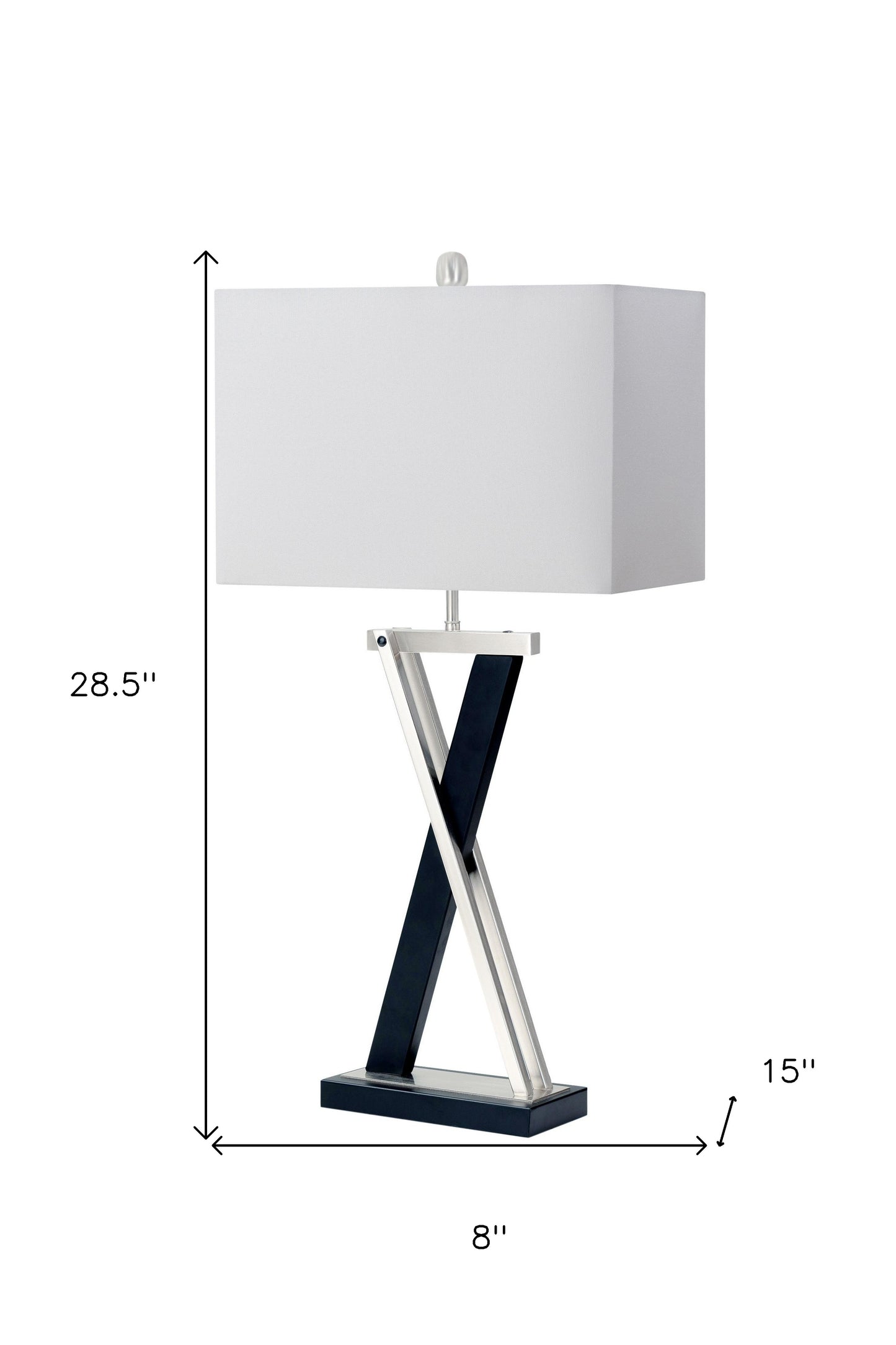 Set of Two 29" Black Metal Table Lamp With White Cone Shade