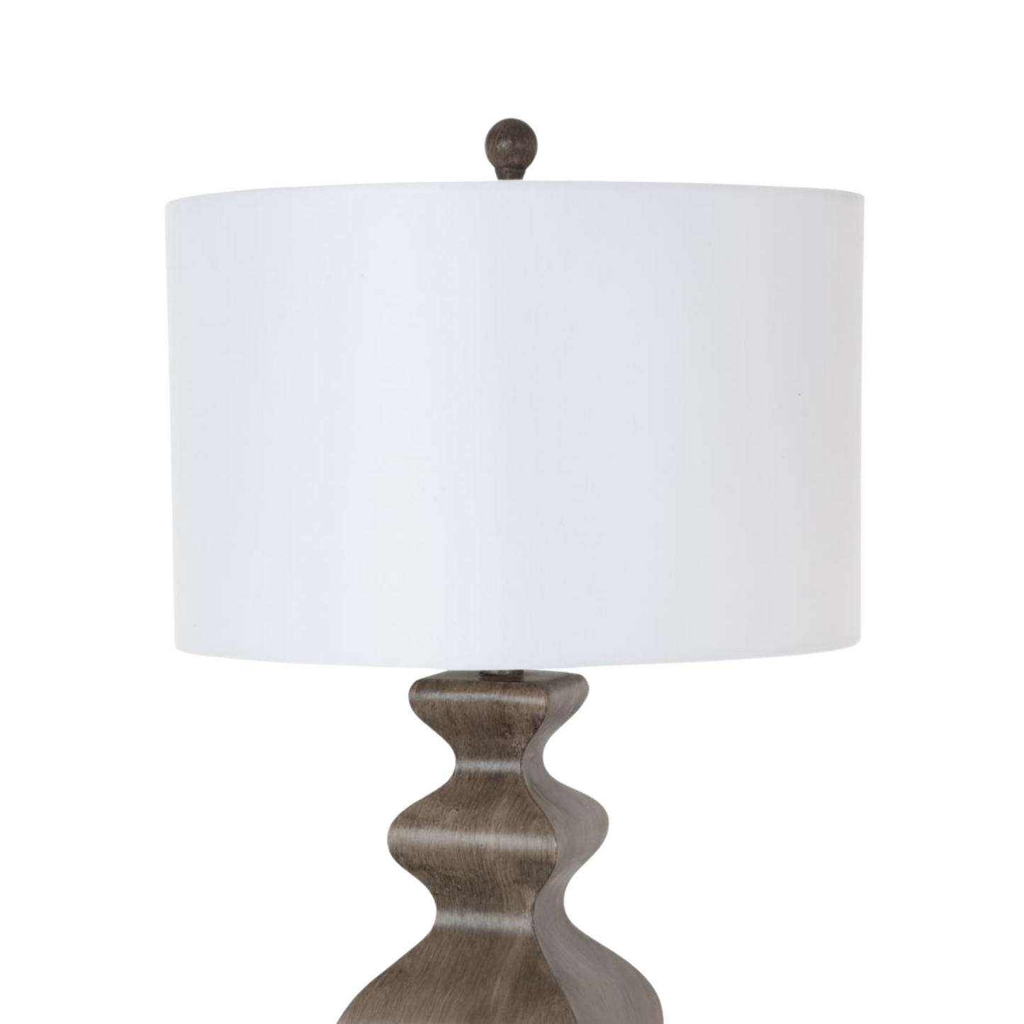 Set of Two 30" Distressed Brown Table Lamp With White Cone Shade