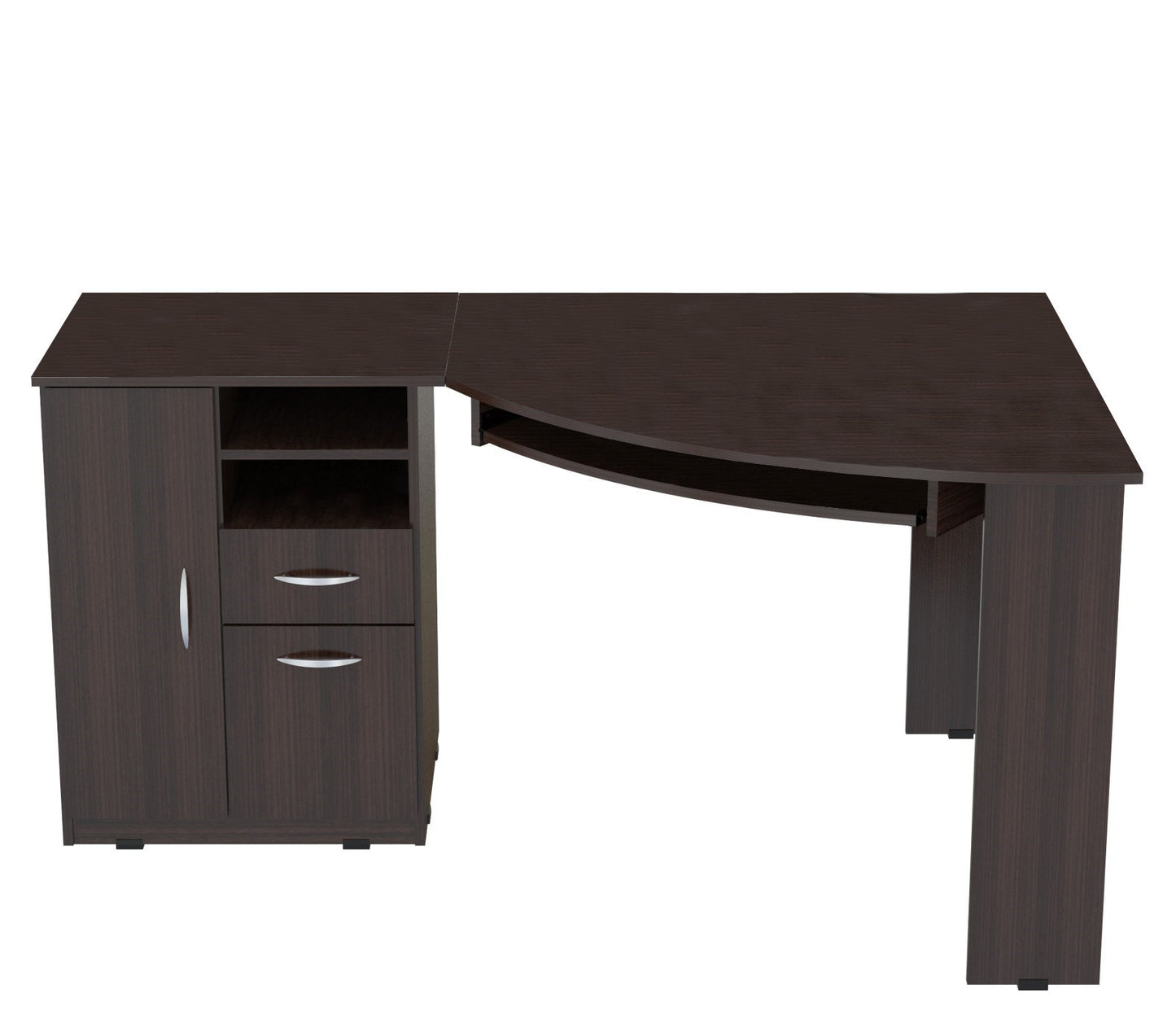 59" Espresso Corner Computer Desk With Two Drawers