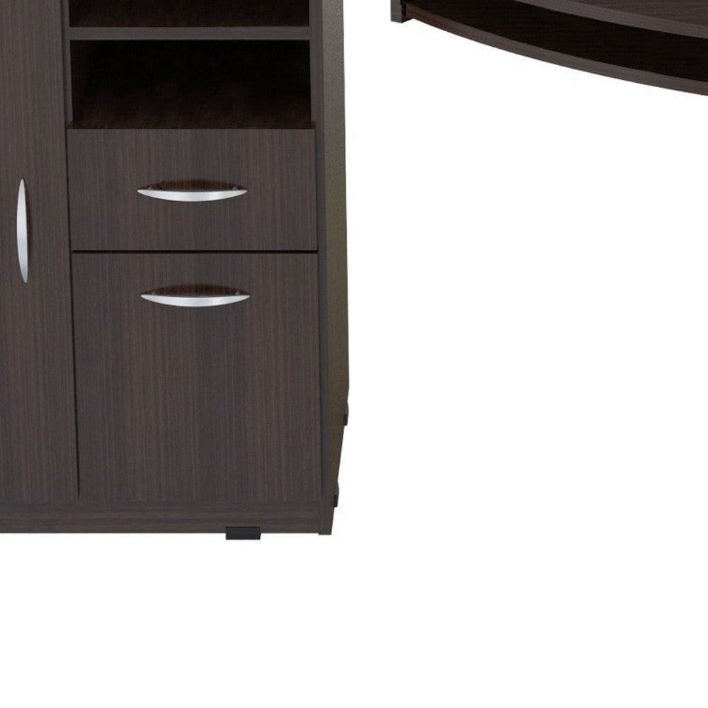 59" Espresso Corner Computer Desk With Two Drawers