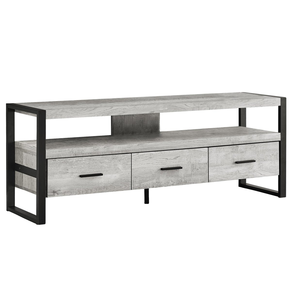 59" Black and Gray Cabinet Enclosed Storage TV Stand - Hummingbird & Hymm