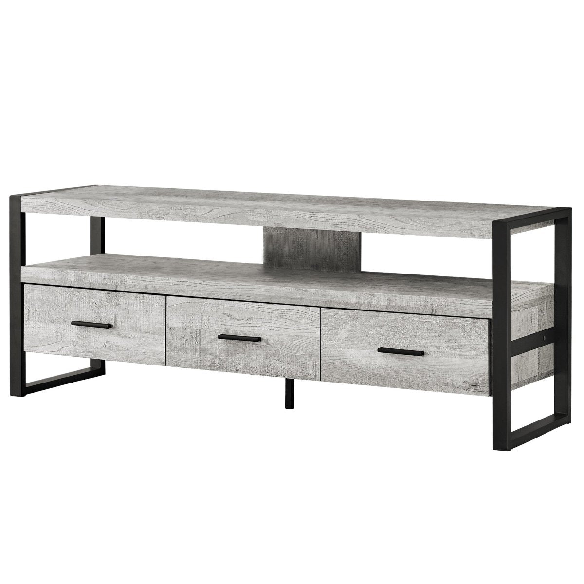 59" Black and Gray Cabinet Enclosed Storage TV Stand - Hummingbird & Hymm