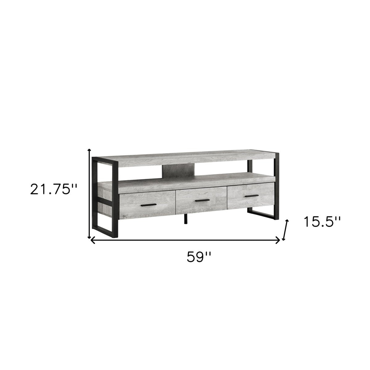 59" Black and Gray Cabinet Enclosed Storage TV Stand - Hummingbird & Hymm