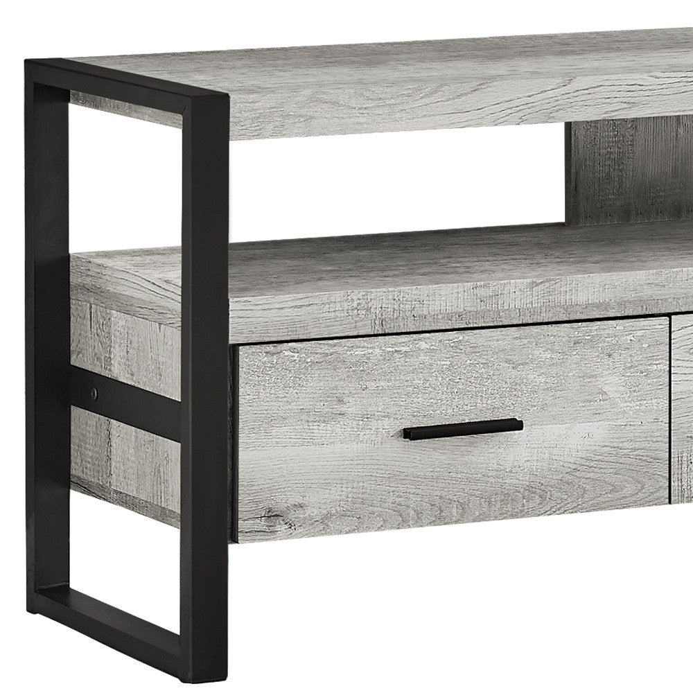 59" Black and Gray Cabinet Enclosed Storage TV Stand - Hummingbird & Hymm