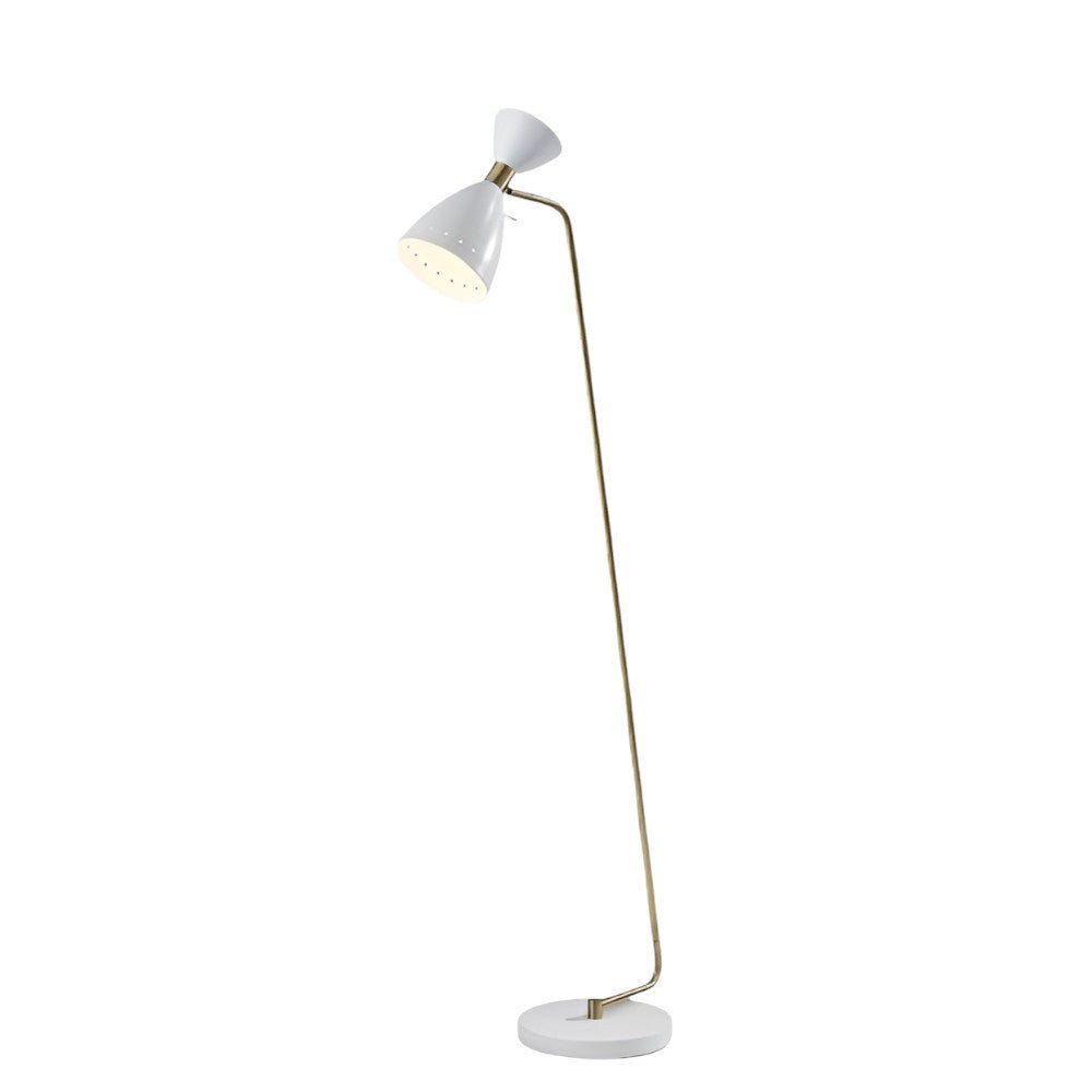 59" Brass Task Floor Lamp With White Metal Cone Shade - Hummingbird & Hymm