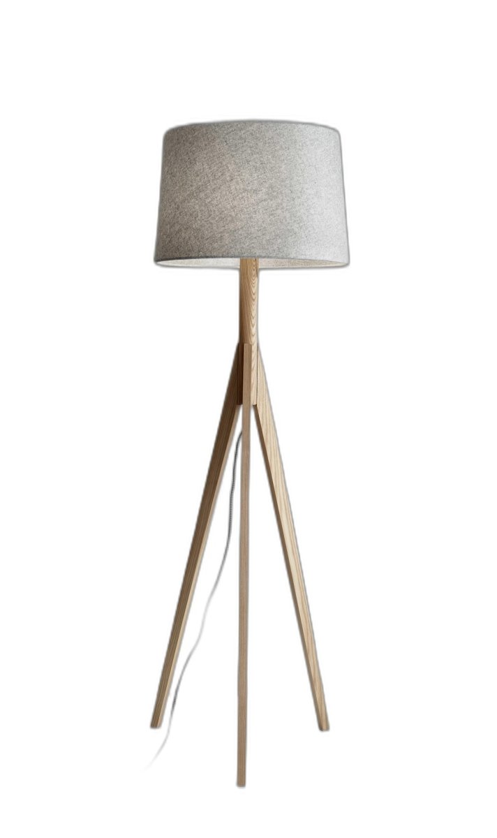 59" Solid Wood Tripod Floor Lamp With Gray Empire Shade - Hummingbird & Hymm