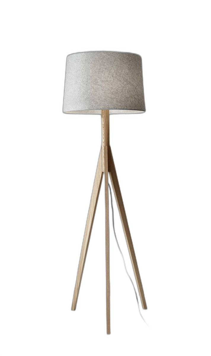 59" Solid Wood Tripod Floor Lamp With Gray Empire Shade - Hummingbird & Hymm