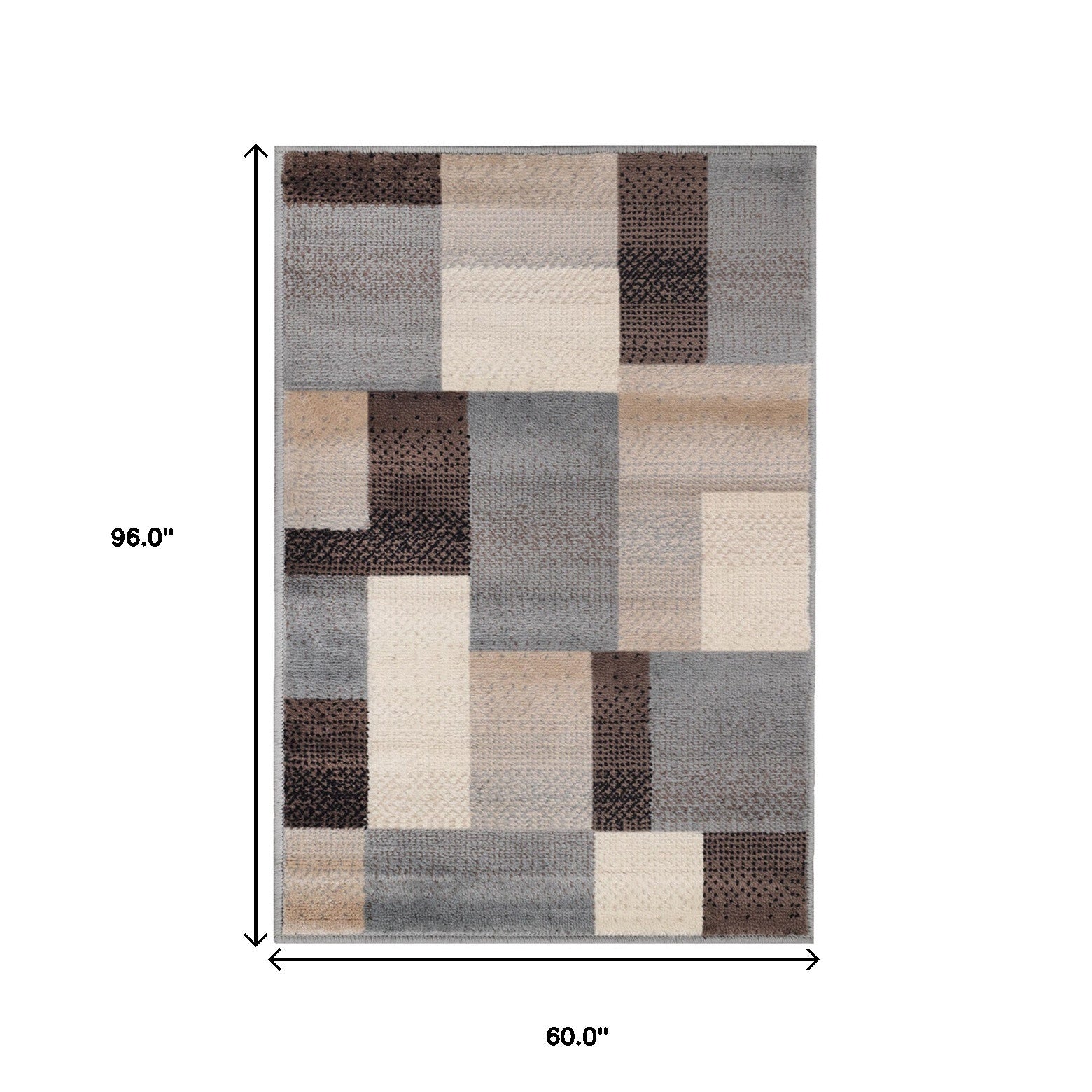 5' X 8' Grey-Brown Patchwork Power Loom Stain Resistant Area Rug Homeroots Home Decor