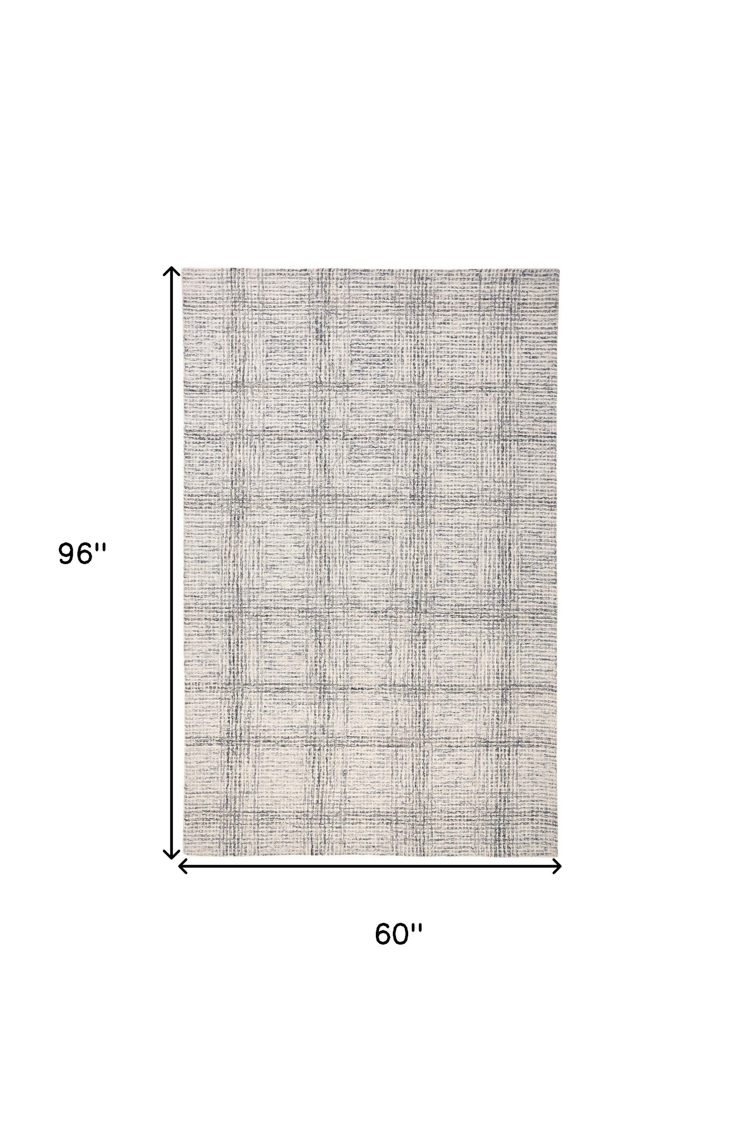 5' X 8' Ivory And Gray Wool Plaid Tufted Handmade Stain Resistant Area Rug Homeroots Home Decor