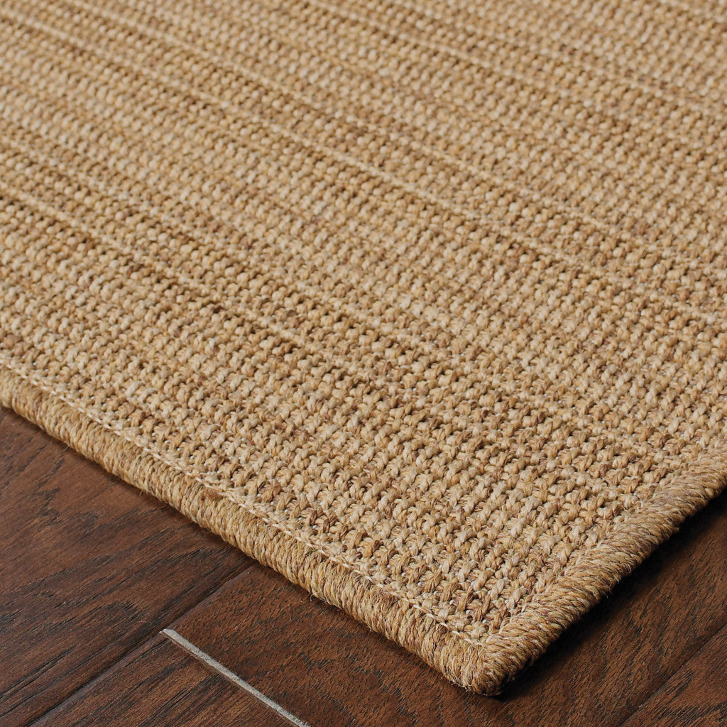 5' x 8' Tan Striped Stain Resistant Indoor Outdoor Area Rug Homeroots Outdoor