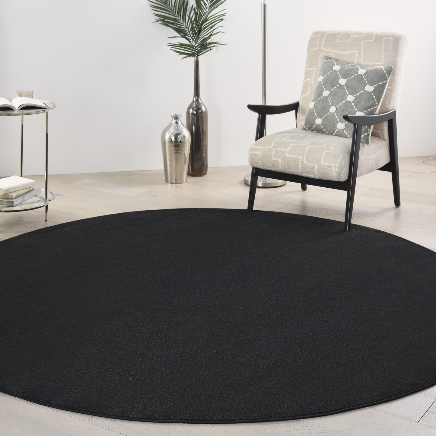 8' X 8' Black Round Non Skid Indoor Outdoor Area Rug Homeroots Outdoor