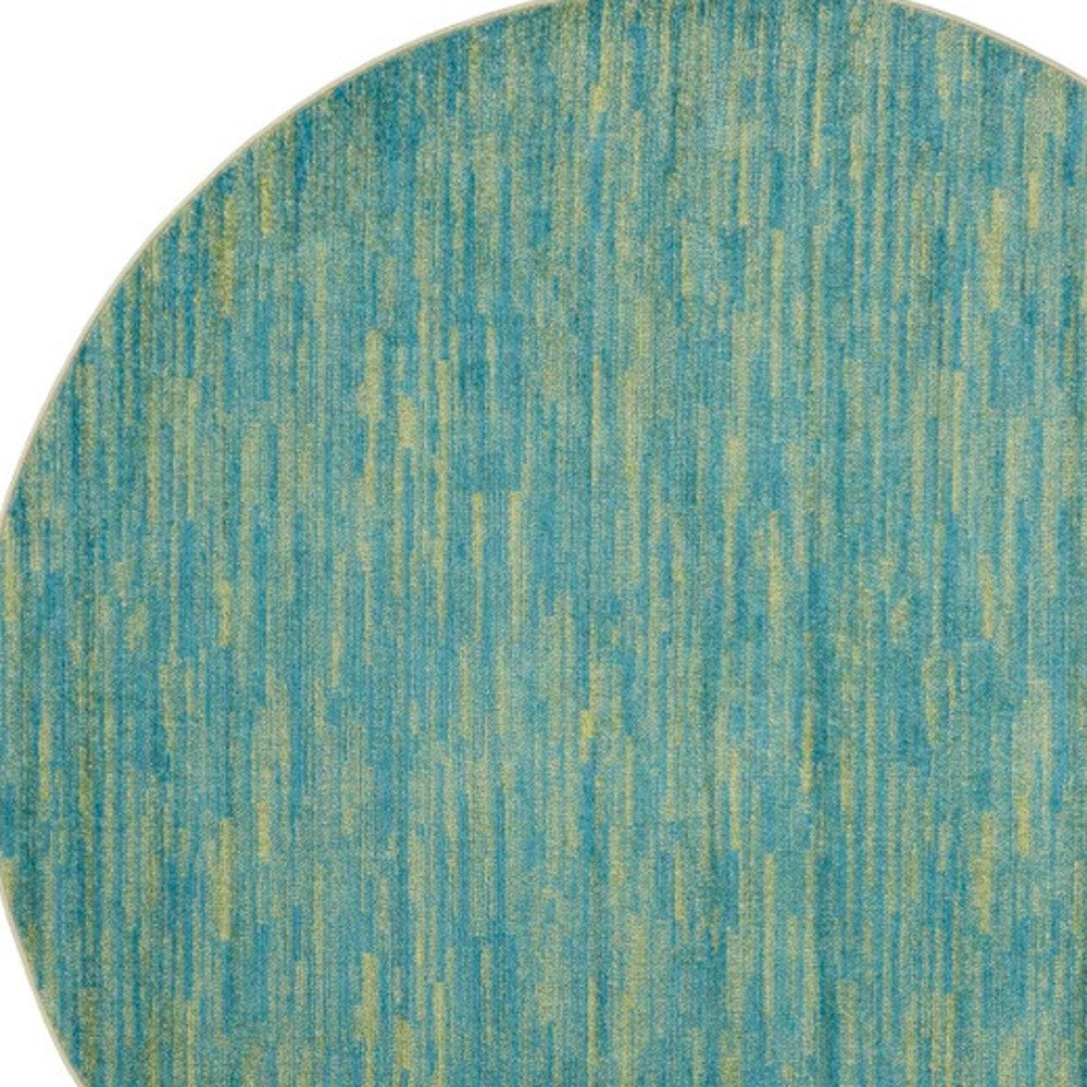 8' X 8' Blue And Green Round Striped Non Skid Indoor Outdoor Area Rug Homeroots Outdoor