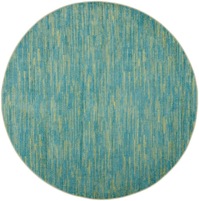 8' X 8' Blue And Green Round Striped Non Skid Indoor Outdoor Area Rug Homeroots Outdoor