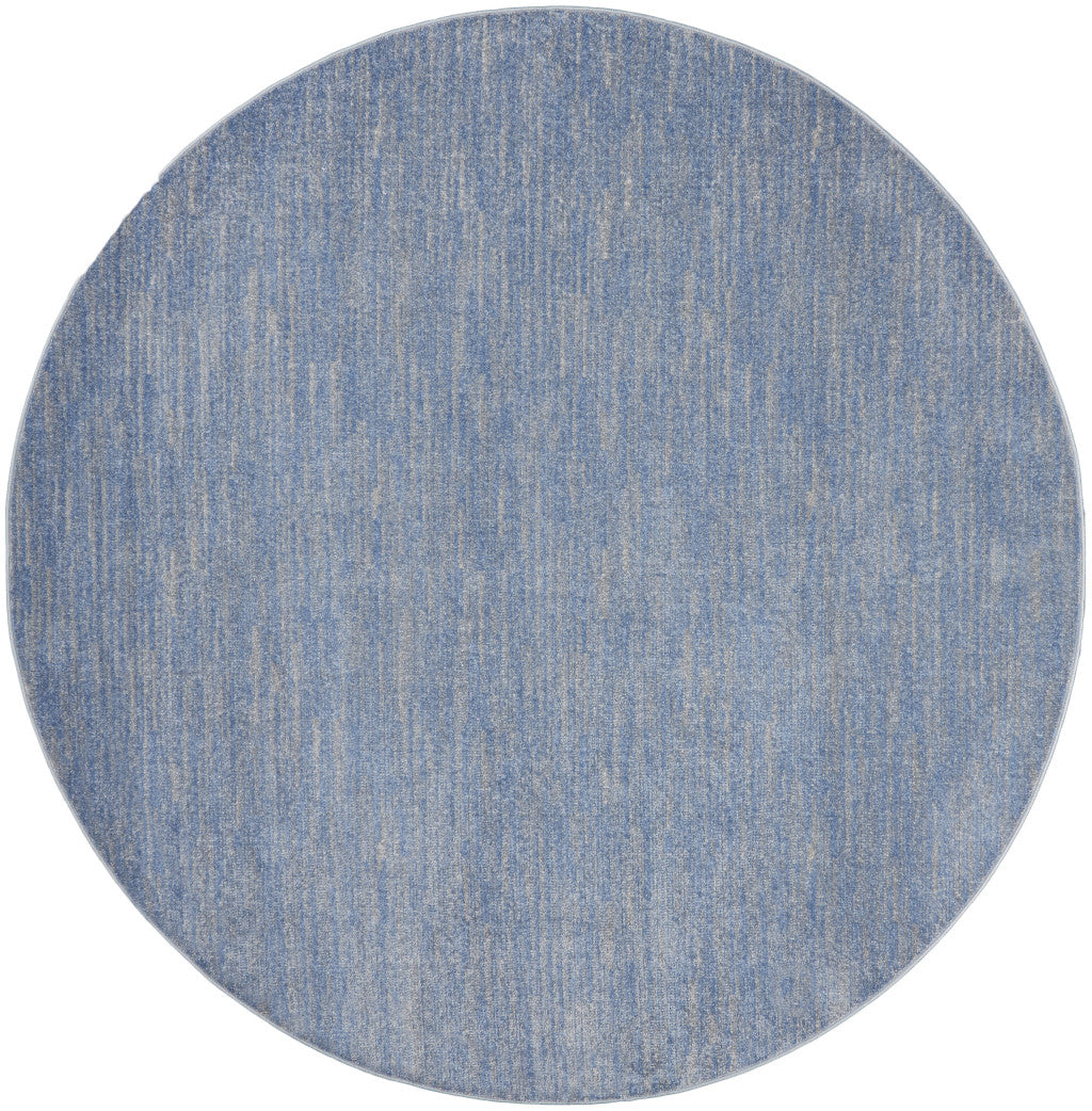 8' X 8' Blue And Grey Round Striped Non Skid Indoor Outdoor Area Rug Homeroots Outdoor