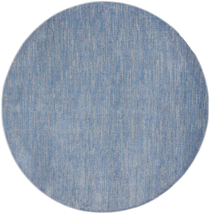 8' X 8' Blue And Grey Round Striped Non Skid Indoor Outdoor Area Rug Homeroots Outdoor