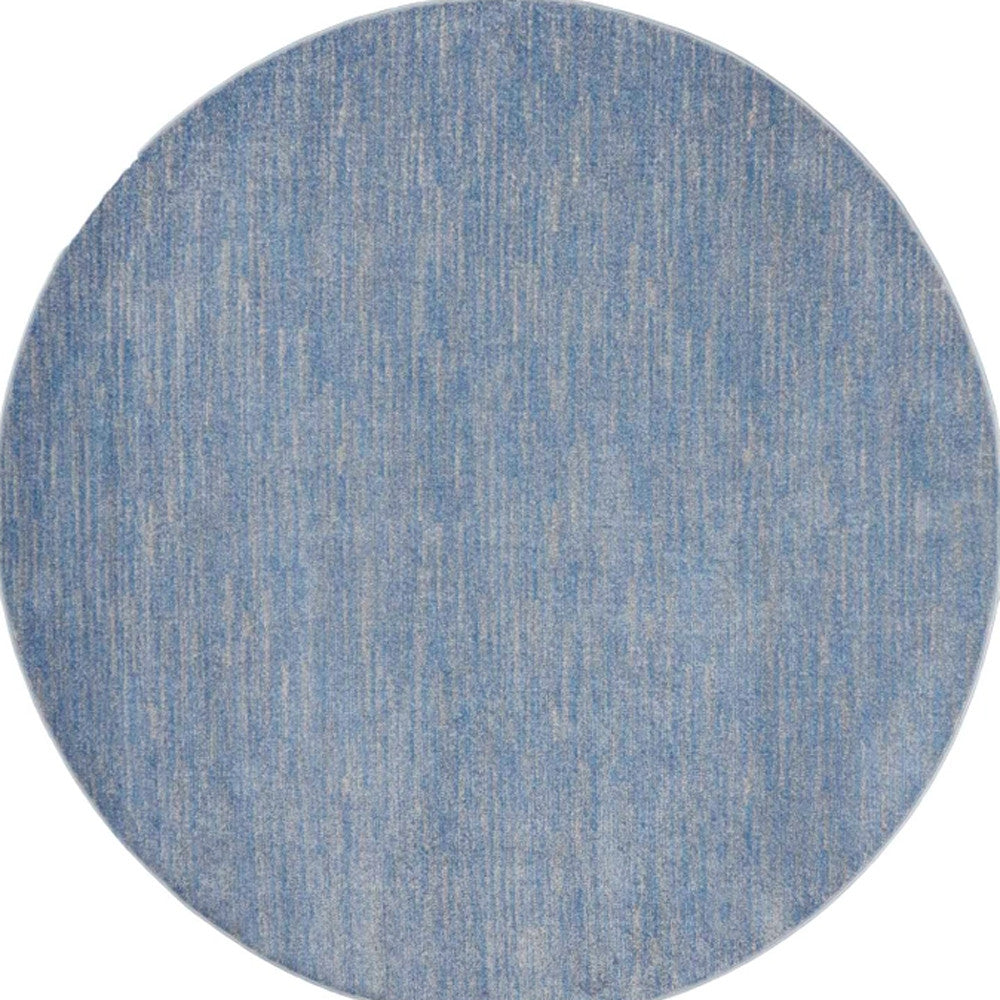 8' X 8' Blue And Grey Round Striped Non Skid Indoor Outdoor Area Rug Homeroots Outdoor