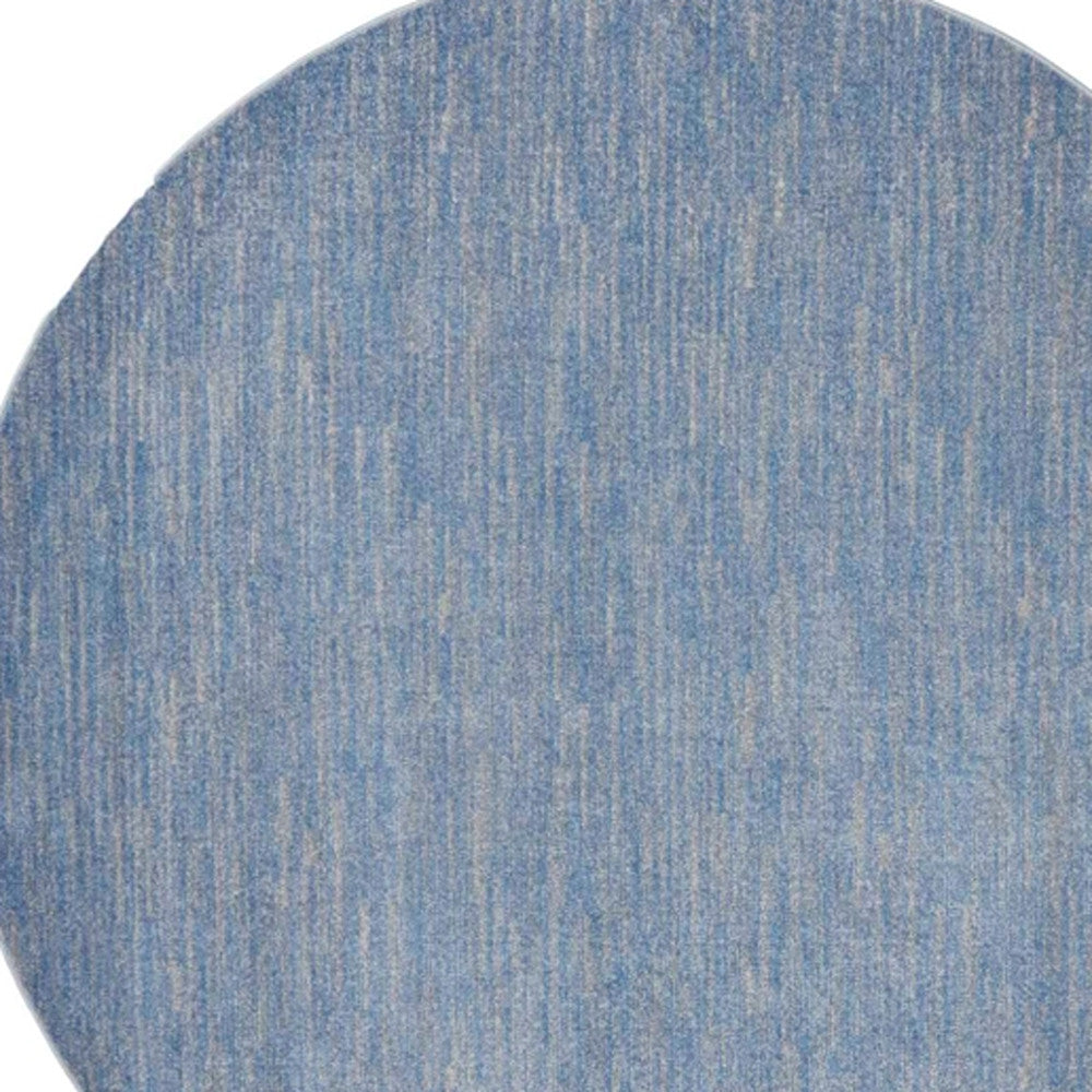 8' X 8' Blue And Grey Round Striped Non Skid Indoor Outdoor Area Rug Homeroots Outdoor