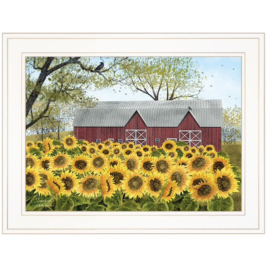 Sunflower Barn White Framed Print Wall Art Homeroots Home Decor