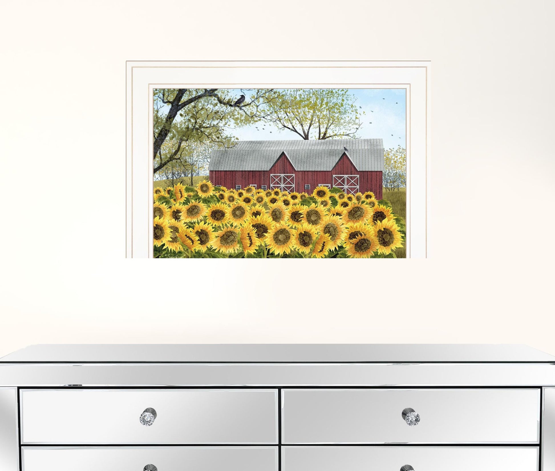 Sunflower Barn White Framed Print Wall Art Homeroots Home Decor