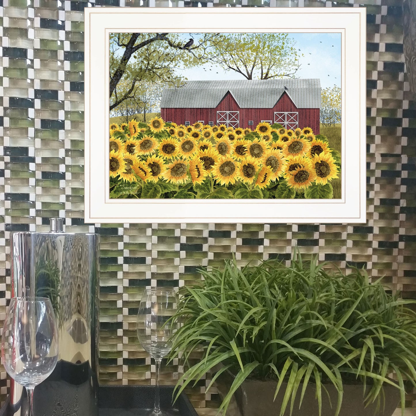 Sunflower Barn White Framed Print Wall Art Homeroots Home Decor