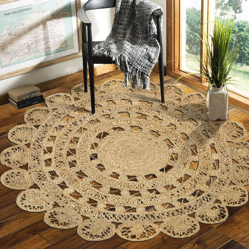 Sunshine Golden Natural Jute Area Rug Homeroots Home Decor