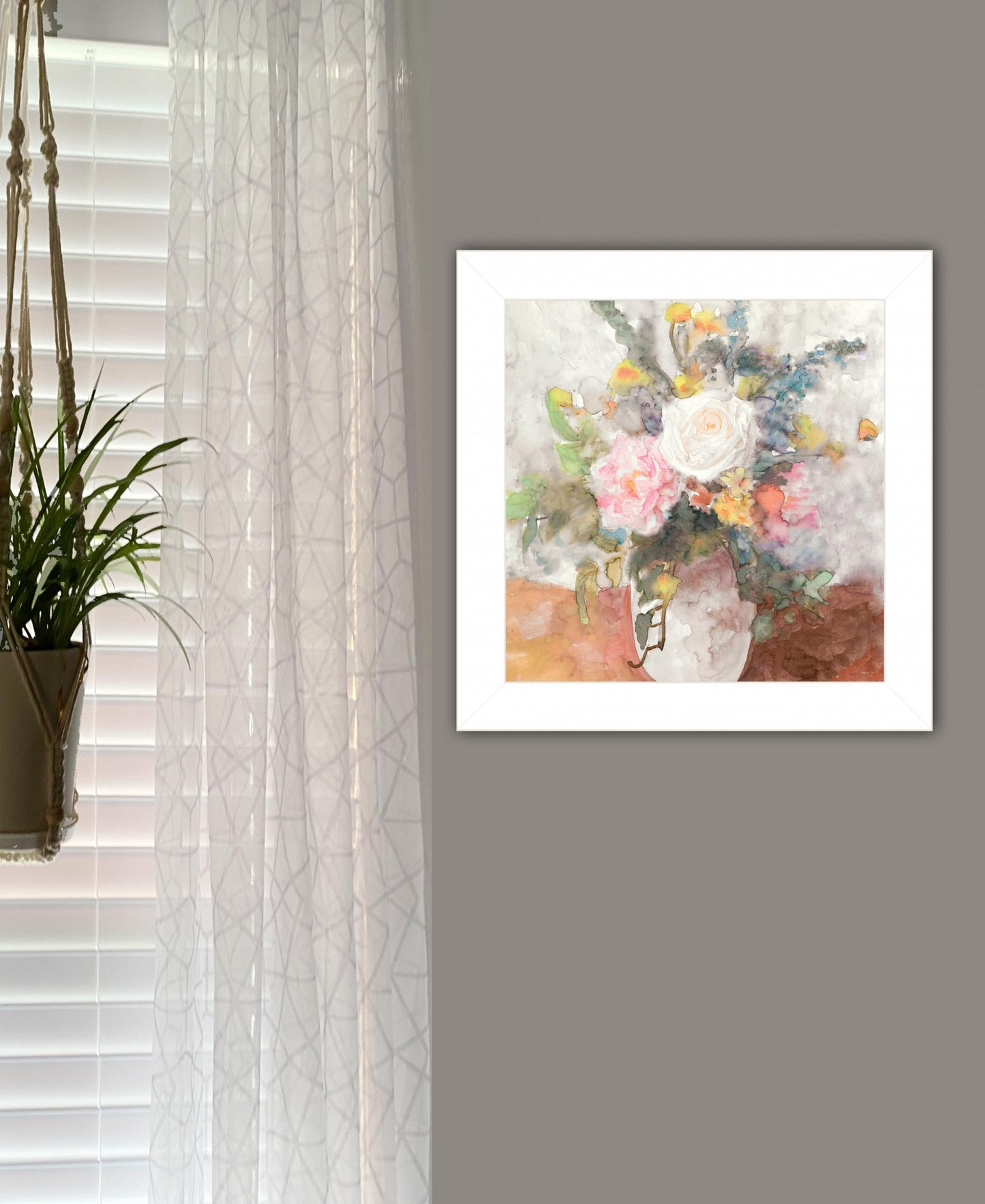 Table Bouquet 2 [1] White Framed Print Wall Art Homeroots Home Decor