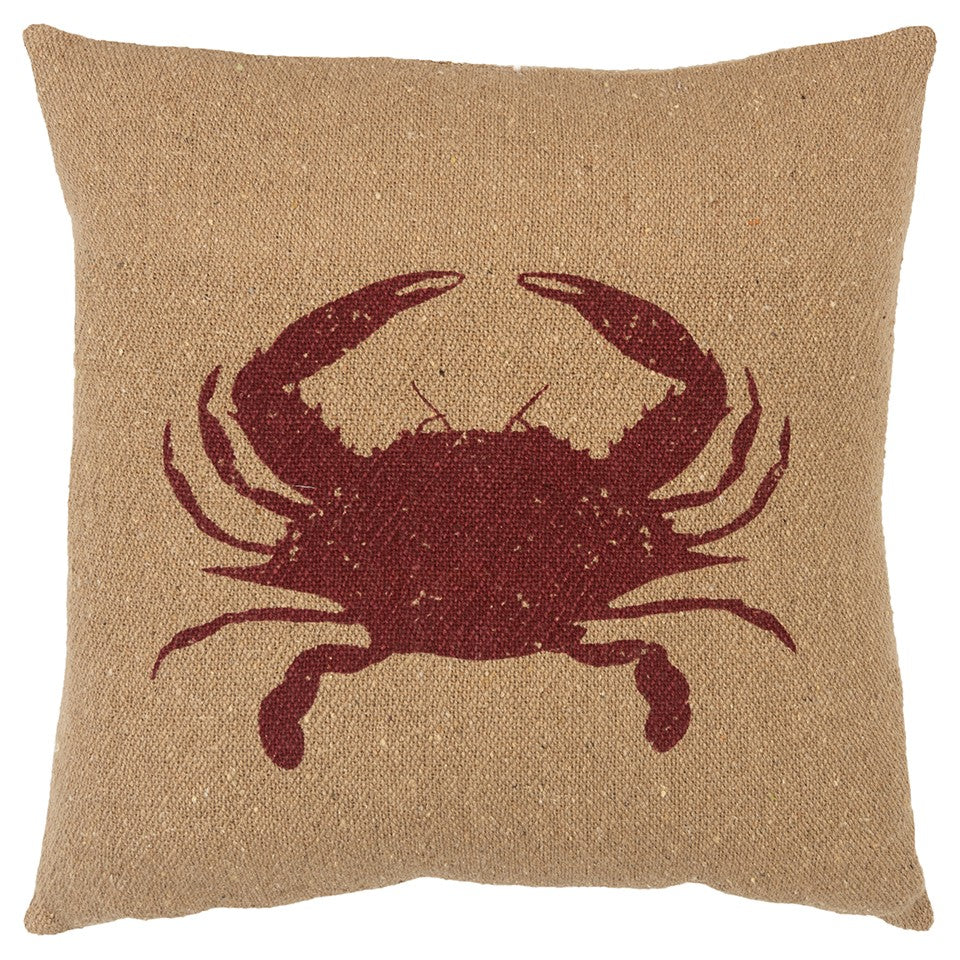 Tan Brown Distressed Crab Throw Pillow Homeroots Home Decor