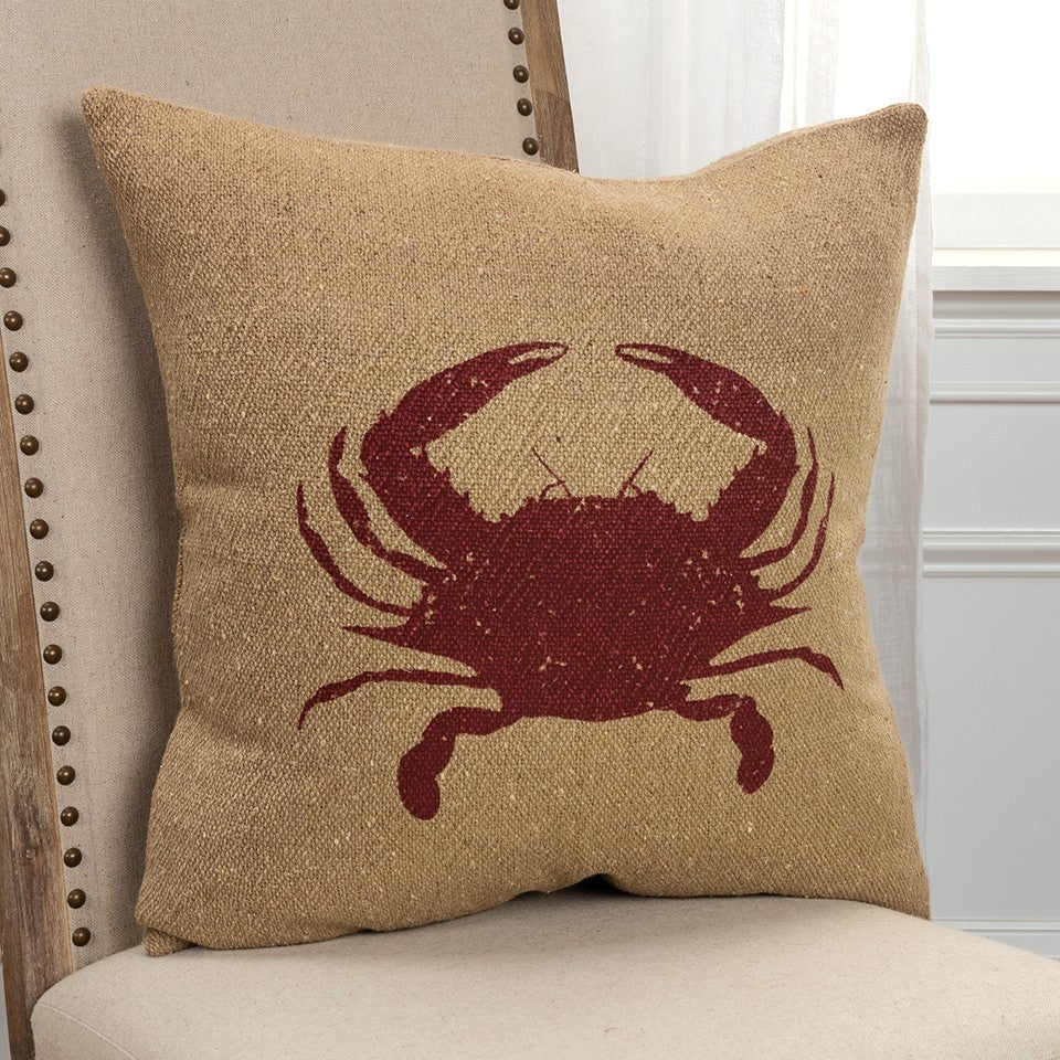 Tan Brown Distressed Crab Throw Pillow Homeroots Home Decor