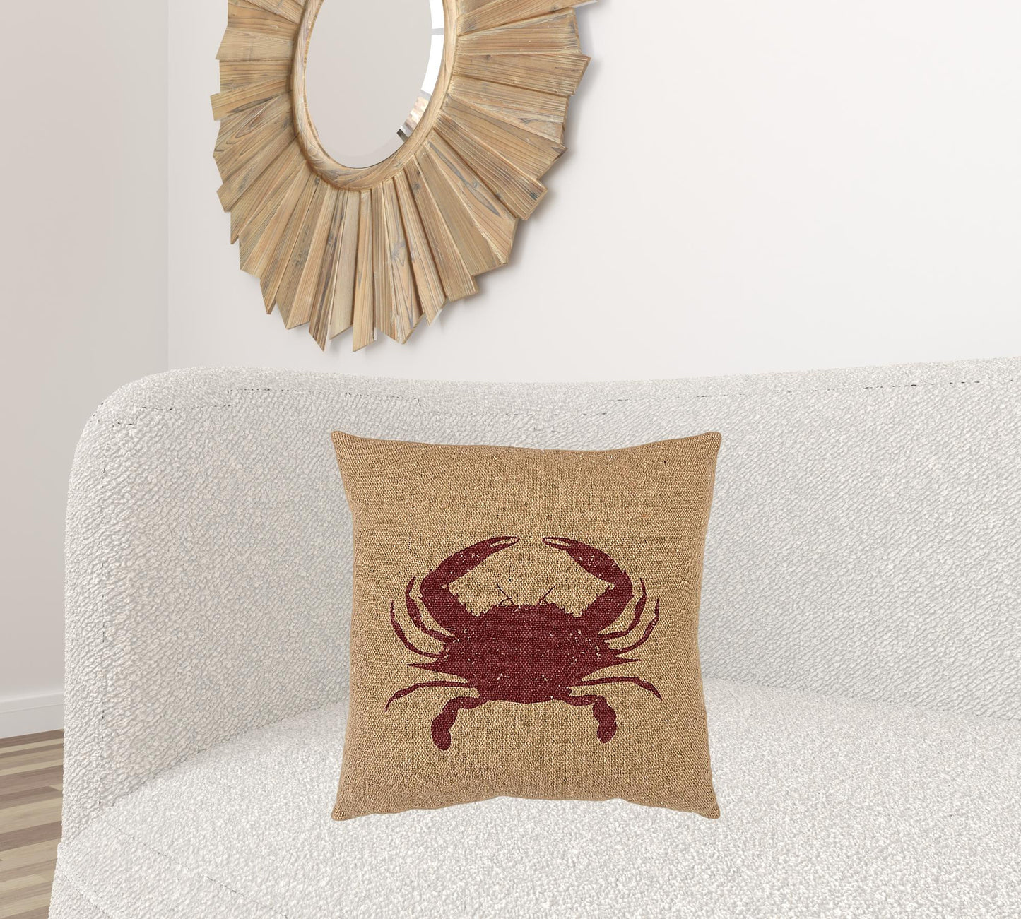 Tan Brown Distressed Crab Throw Pillow Homeroots Home Decor