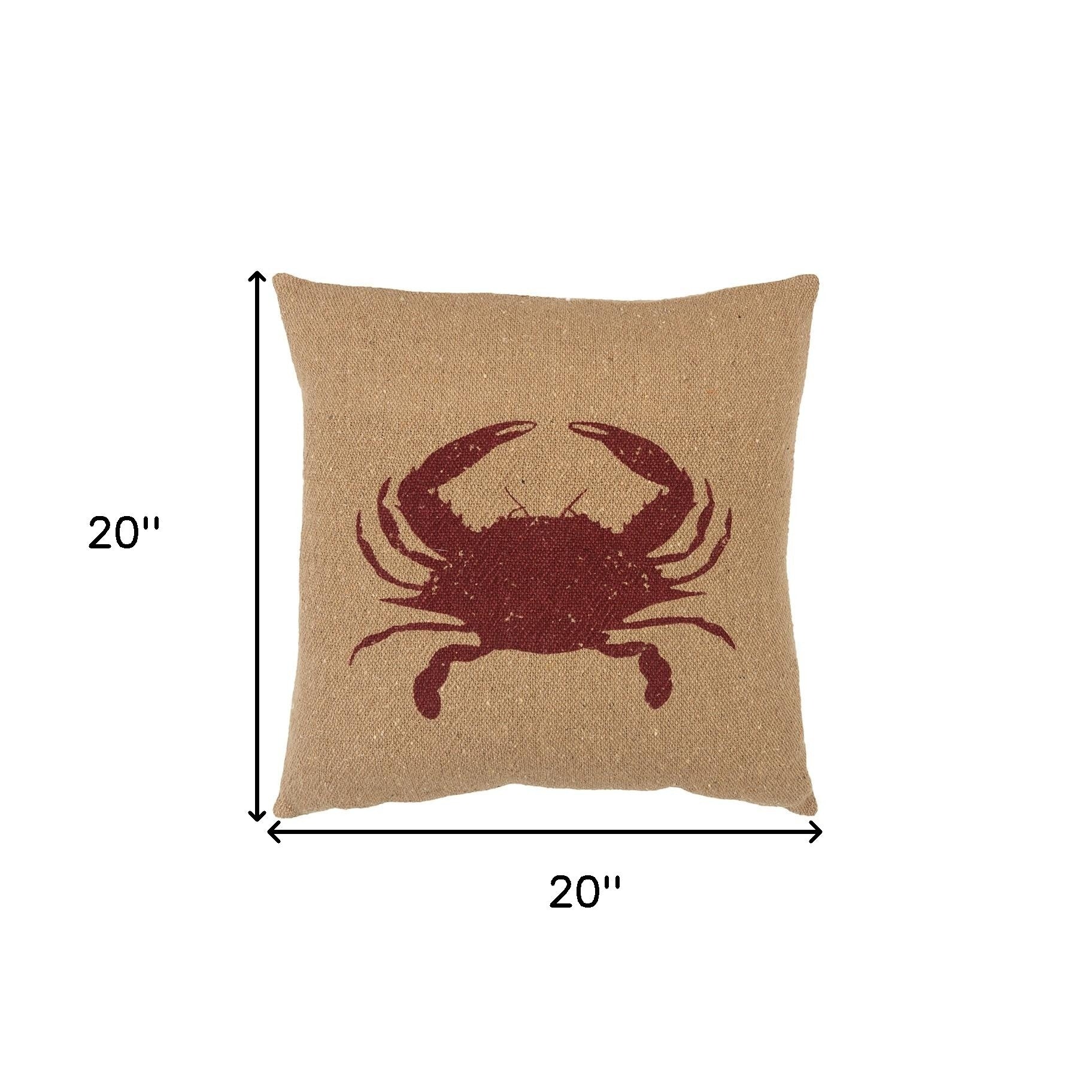 Tan Brown Distressed Crab Throw Pillow Homeroots Home Decor